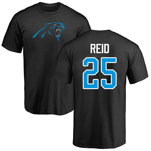 Carolina Panthers Men Black Eric Reid Name and Number Logo NFL Football #25 T Shirt